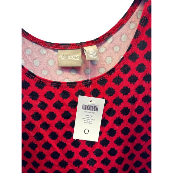 Chico's Red Black Dot Tank‎ Top- NEW - Picture 4 of 5